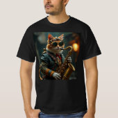 T-shirt Le chat joue du saxophone. (Devant)