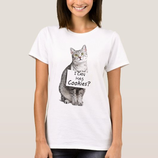 T-shirt Le chat mignon me demande peut a des biscuits ? (Devant)
