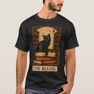 T-shirt Le Chat Noir Lecteur Livre Lecture Tarot Halloween
