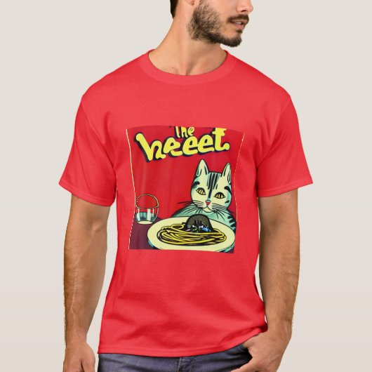 T-shirt Le Chat Qui Aime Spaghetti Funny Kitten Kitty Vin (Devant)
