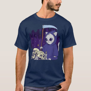 T-shirt Le Chat Reaper Duty Vêtu Skeleton Grim Reaper T