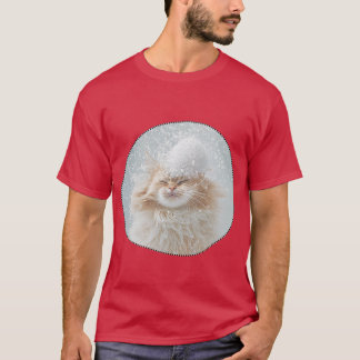 T-shirt Le chat roux à l’air très détendu, flocons sur la