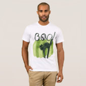 T-shirt Le chat ! se cachant devant un citrouille vert. (Devant entier)