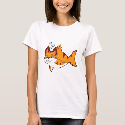 T-shirt Le chat tigre comme requin dans l'eau.PNG (Devant)