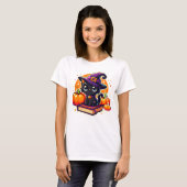T-shirt Le chaton de la sorcière mignonne (Devant entier)