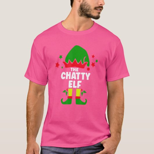 T-shirt Le Chatty Elf Christmas Correspondant Décorations (Devant)