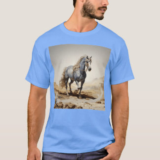T-shirt Le Cheval Bleu dans le désert drôle