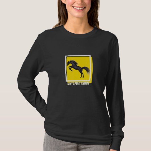 T-shirt Le Cheval Noir Est Mon Esprit Animal Cheval Noir (Devant)