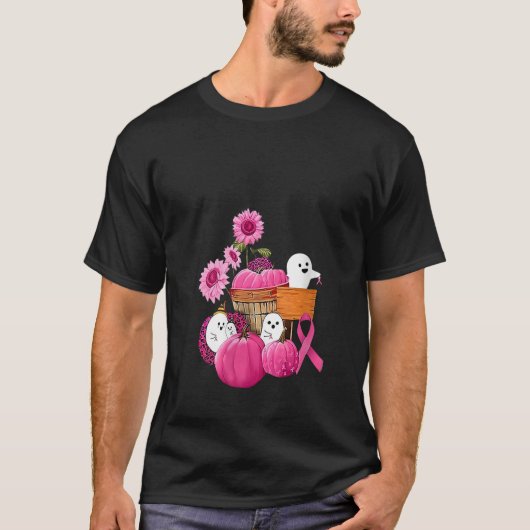 T-shirt Le Citrouille de ruban rose Leopard Ghost Boos Wor (Devant)