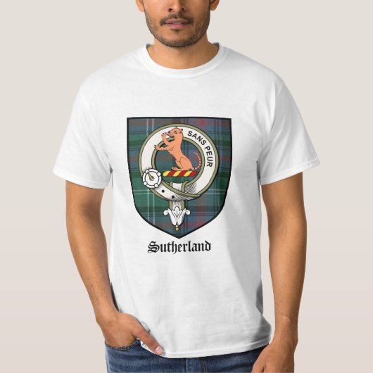 T-shirt Le clan de Sutherland Crest le tartan d'insigne (Devant)