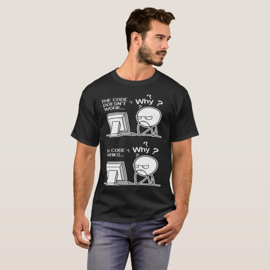 T-shirt Le code du programmeur fonctionne pourquoi mème (Devant entier)