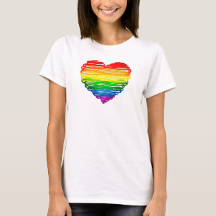 T-shirt Le cœur arc-en-ciel de SlipperyJoe griffonné tourb