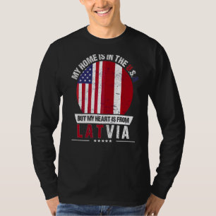 T-shirt Le Coeur De Patriote Américain Letton Est De La Le