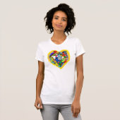 T-shirt Le coeur I parrots la bande dessinée mignonne (Devant entier)