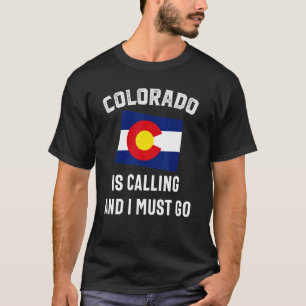 T-shirt Le Colorado Appelle Carte Denver Drapeau Souvenir