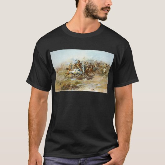 T-shirt Le combat de Custer par Charles Marion Russell (Devant)