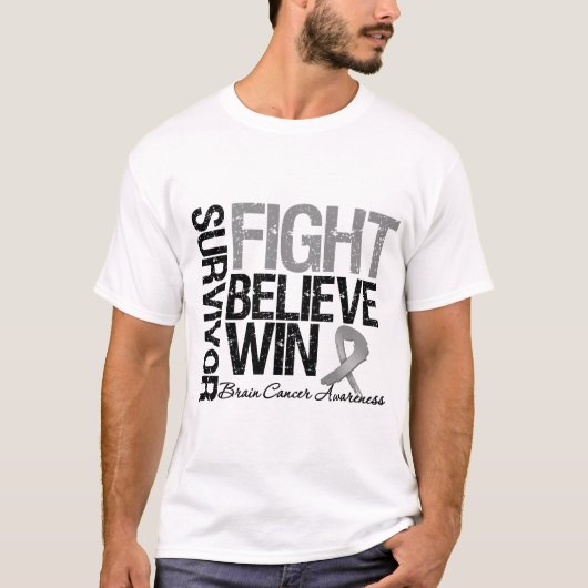 T-shirt Le combat de survivant de cancer du cerveau (Devant)