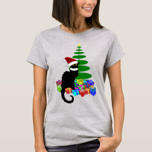 T-shirt Le Conversation Noir Avec Arbre De Noël