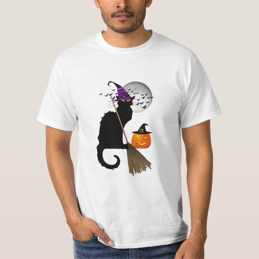 T-shirt Le Conversation Noir - Chat aux Sorcières d'Hallow (Devant)