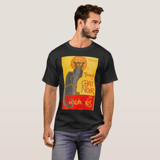 T-shirt Le Conversation Noir Le Chat Noir Art Nouveau (Devant entier)