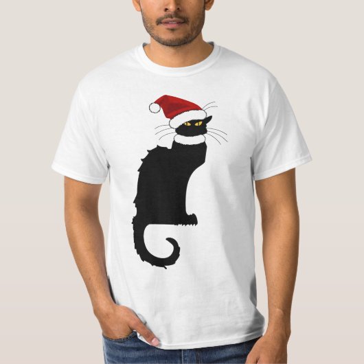 T-shirt Le Conversation Noir Santa Hat Noël (Devant)