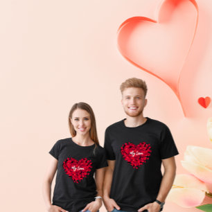 T-shirt Le couple de Valentine Roses en forme de coeur pét