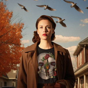 T-shirt Le Crâne Brûle De Fleurs