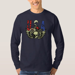 T-shirt Le crâne classique de moto des Etats-Unis s'envol