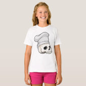 T-shirt Le crâne cuisiné avec le casquette chef (Devant entier)
