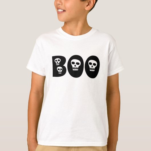 T-shirt Le crâne d'Halloween "Boo" (Devant)