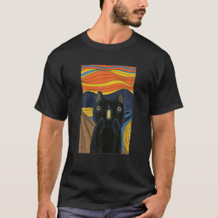 T-shirt Le cri Black Cat Parody Funny Cat Parody Art P