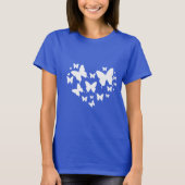 T-shirt Le dessus bleu et blanc de papillon, graphiques (Devant)