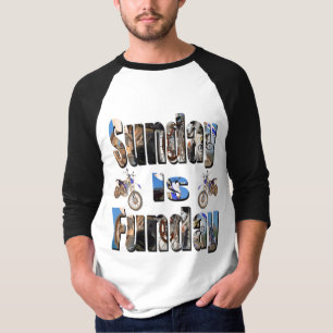 T-shirt Le Dimanche Est Le Funday Motorbike Photo Logo,