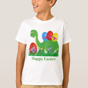 T-shirt Le dinosaure mignon de Pâques de garçons ajouten