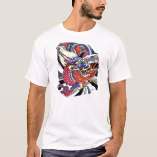T-shirt Le Dragon Bleu - Conception de Tatouage Japonais