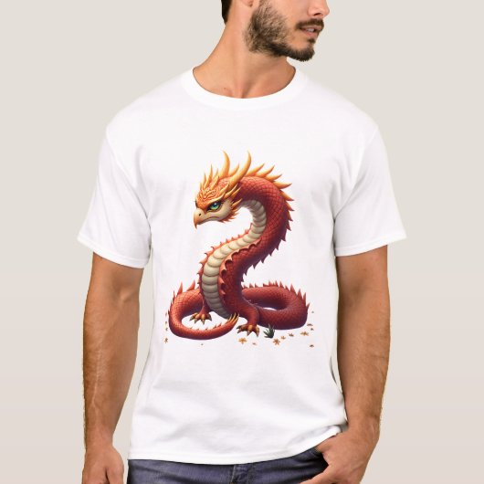 T-shirt Le dragon serpent doré. (Devant)