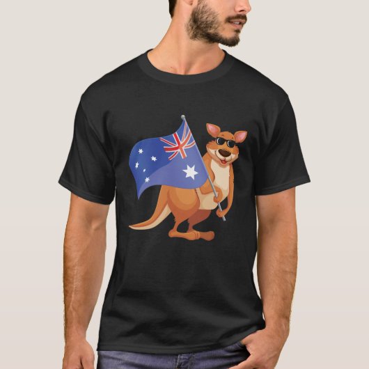 T-shirt Le drapeau australien Aussie Kangaroo avec des lun (Devant)