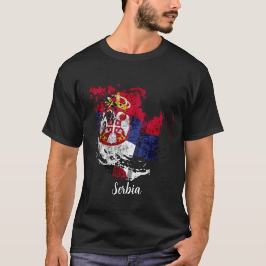 T-shirt le drapeau de la Serbie (Devant)