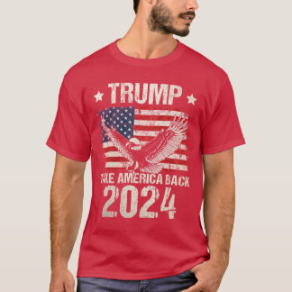 T-shirt Le drapeau de Trump 2024 reprend l'Amérique hommes