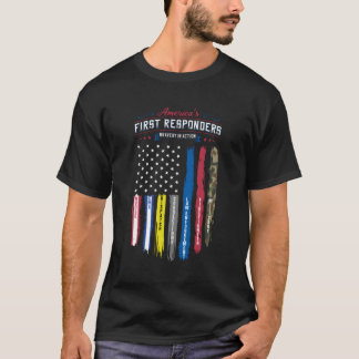 T-shirt Le Drapeau Des Premiers Répondants De L'Amérique A