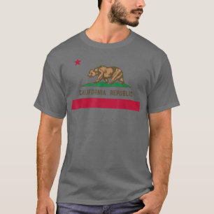 T-SHIRT LE DRAPEAU D'ÉTAT DE CALIFORNIE PORTE GRIZZLY CALI