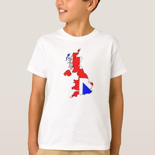 T-shirt Le drapeau d'Union Jack sur la carte britannique (Devant)