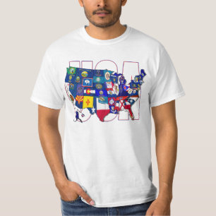 T-shirt Le drapeau Etats-Unis Etats-Unis d'état marquent