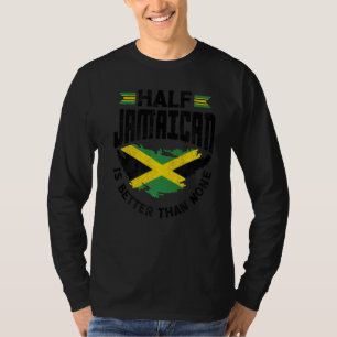 T-shirt Le Drapeau Jamaïcain Demi-Jamaïcain Est Meilleur Q