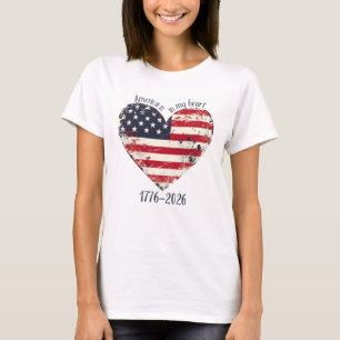 T-shirt Le drapeau rustique américain Heart-America est da