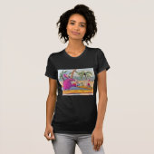 T-shirt Le Flamant rose rose lunatique verse la plage de (Devant entier)