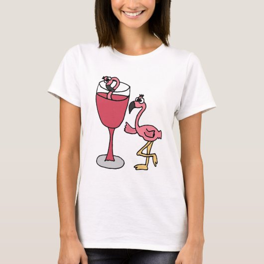 T-shirt Le Flamant rose rose rougissent dedans verre de (Devant)