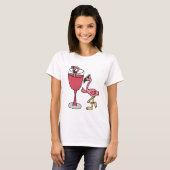 T-shirt Le Flamant rose rose rougissent dedans verre de (Devant entier)