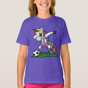 T-shirt Le football tamponnant mignon de licorne