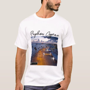 T-shirt Le front de mer de Paphos la nuit, Signature